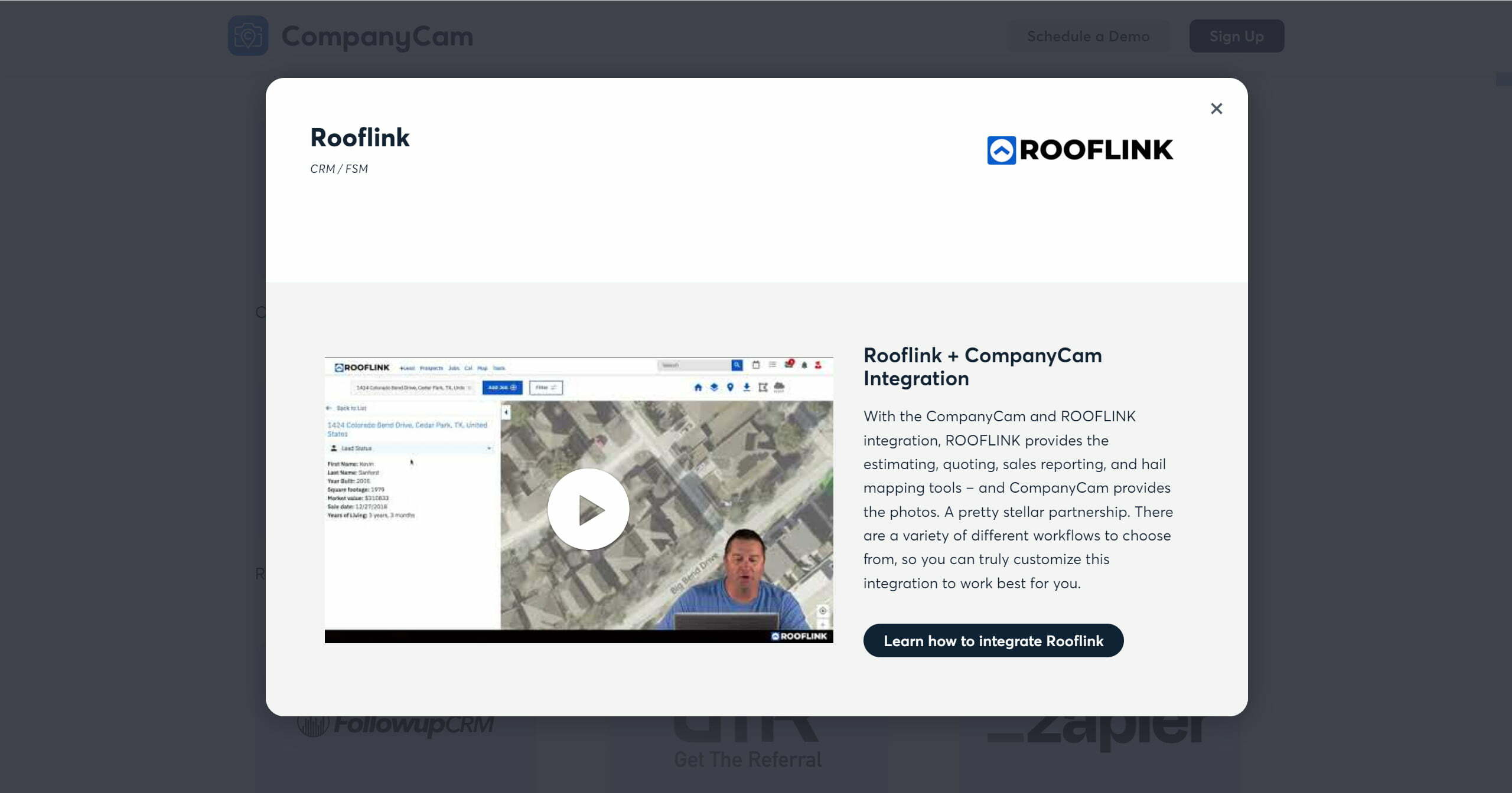ROOFLINK Roofing Sales CRM CompanyCam Integration